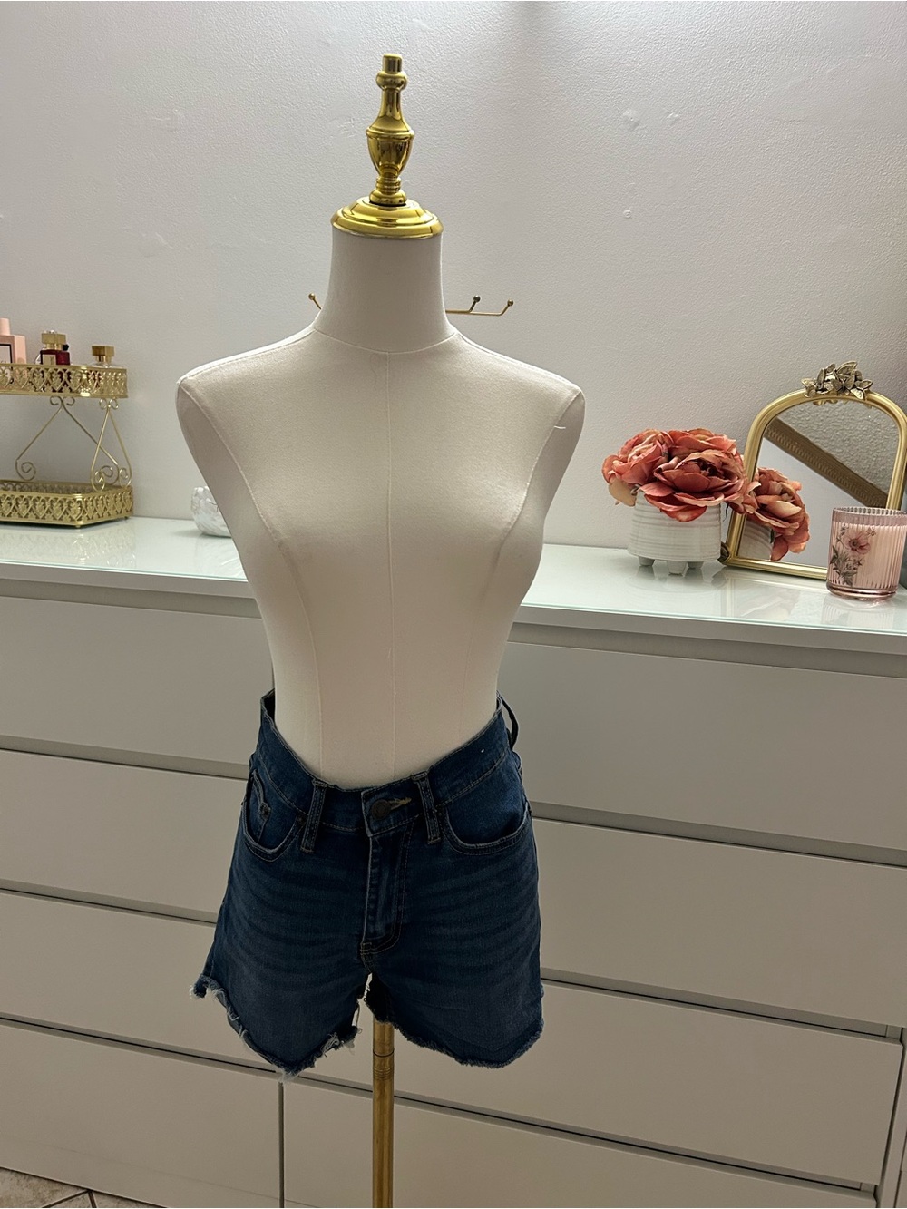 Calvin Klein Dark Indigo Denim Cutoff Shorts